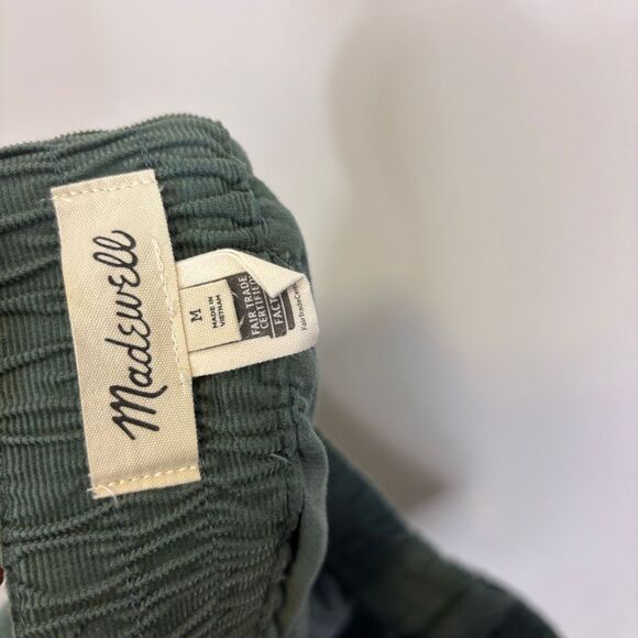 Madewell Green Corduroy Ribbed Straight Leg Pull On Pants Size Medium - Picture 6 of 7